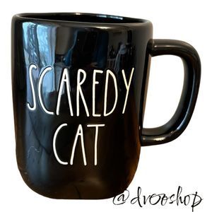 Rae Dunn Magenta Scaredy Cat Halloween Coffee Tea Mug Cup Black White 16oz